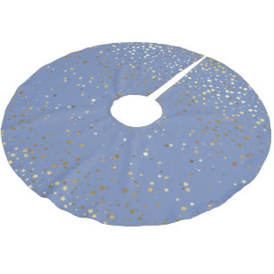 Tree Skirt-Gold Stars Blue Polyester Weihnachtsbaumdecke