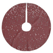 Tree Skirt-Silver-Gray Stars Crimson Polyester Weihnachtsbaumdecke (Vorderseite)