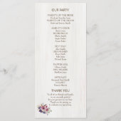 Tree Slice Stump mit Blume Hochzeitsprogramm Programm (Rückseite)