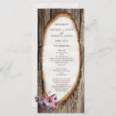 Tree Slice Stump mit Blume Hochzeitsprogramm Programm (Vorne/Hinten)