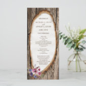 Tree Slice Stump mit Blume Hochzeitsprogramm Programm (Stehend Vorderseite)