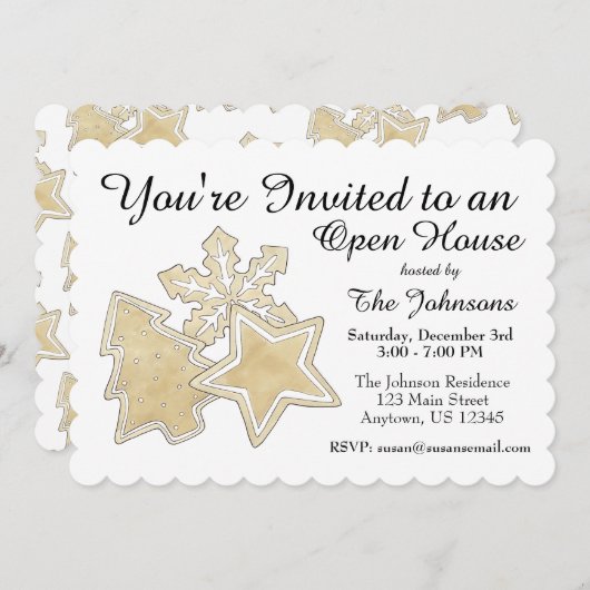 Tree Snowflake Weihnachtszucker Feiertag Einladung (Vorne/Hinten)