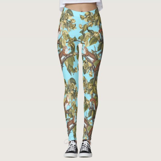 Tree Squirrels Animal Print Squirrel Pattern Print Leggings (Vorderseite)