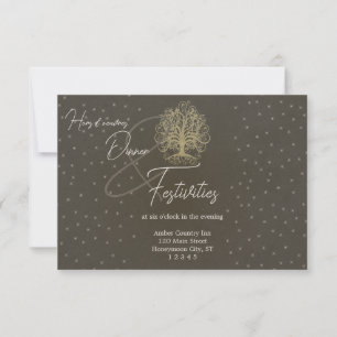 Tree Stars Hochzeitskarte Gold Swirl Einladung