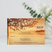 Tree String Lights Hochzeit im Herbst RSVP Card (Stehend Vorderseite)