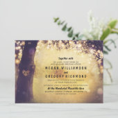 Tree String Lights Hochzeitseinladung Einladung (Stehend Vorderseite)