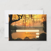 Tree String Lights Sunset Wedding RSVP Card (Vorderseite)