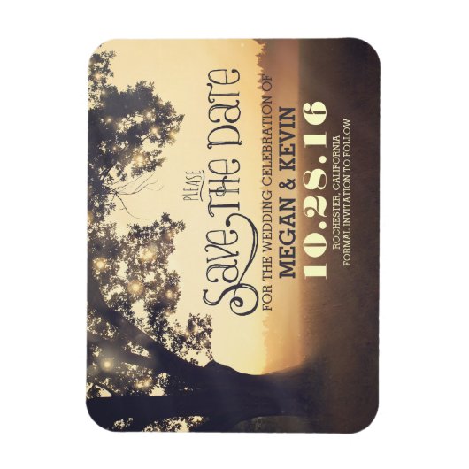 Tree String Lights Verzauberter Abend Save the Dat Magnet (Vertikal)