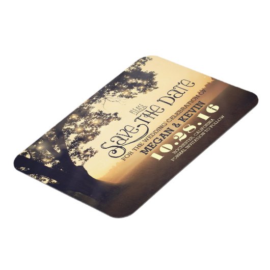 Tree String Lights Verzauberter Abend Save the Dat Magnet (Linke Seite)