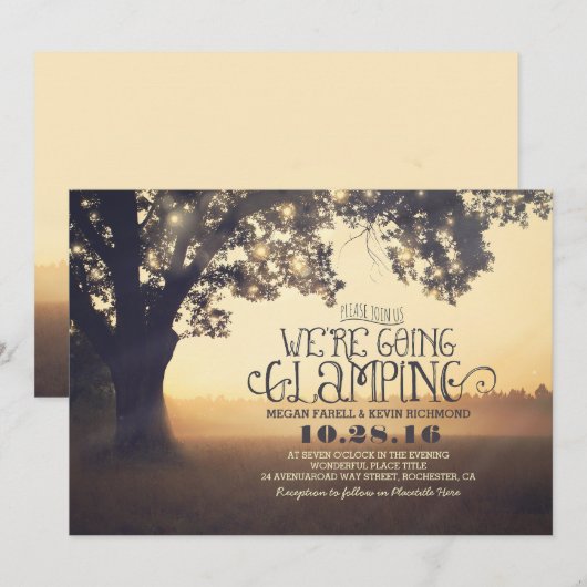 Tree String Lights - Wir gehen Glanzhochzeit Einladung (Vorne/Hinten)