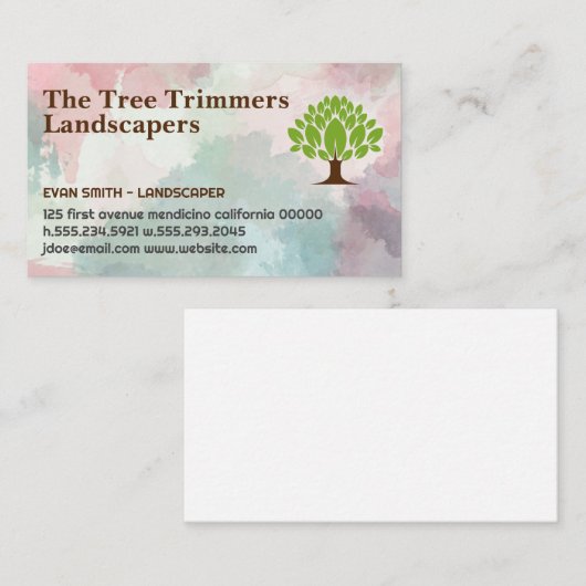 Tree Stylized | Gartenlandschaften Visitenkarte (Vorne/Hinten)