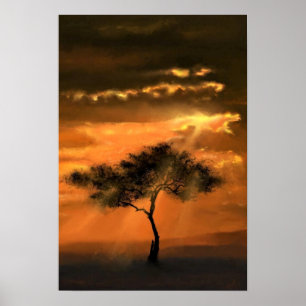 Tree Sunams Poster Sunset