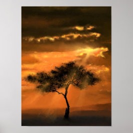 Tree Sunams Poster Sunset