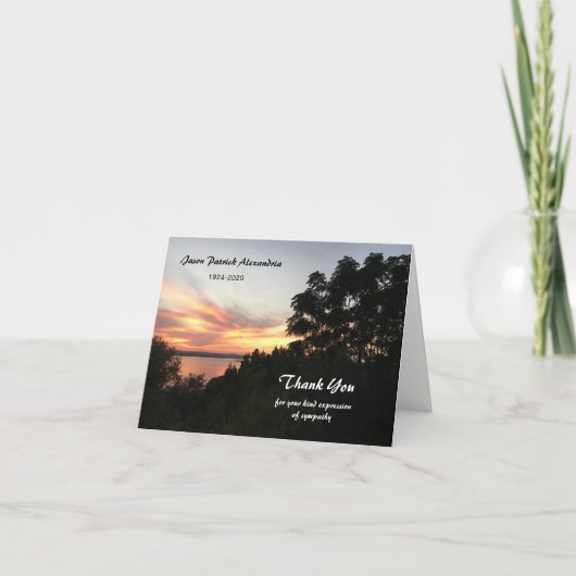 Tree Sunset Beileid Vielen Dank Note Card Dankeskarte (Vorderseite)