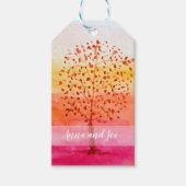 Tree Sunset Wasserfarbe Handgestrichen Geschenkanhänger (Vorderseite)
