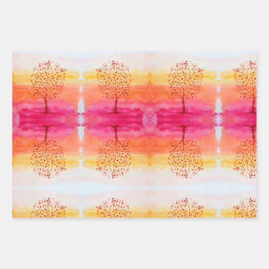 Tree Sunset Wasserfarbe Handgestrichen Geschenkpapier Set (Vorderseite 2)