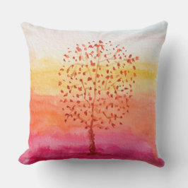 Tree Sunset Wasserfarbe Handgestrichen Kissen