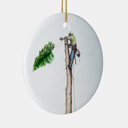 Tree Surgeon Arborist at work present Keramikornament (Rechts)