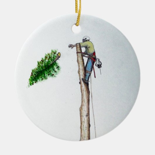 Tree Surgeon Arborist at work present Keramikornament (Vorne)