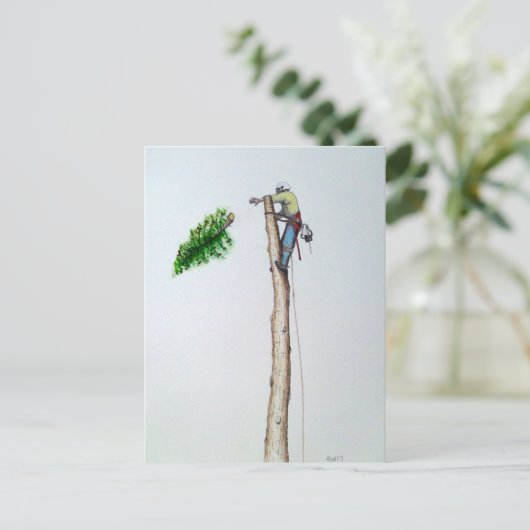 Tree Surgeon Arborist at work present Postkarte (Stehend Vorderseite)