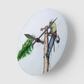 Tree Surgeon Arborist at work present Runde Wanduhr (Winkel)