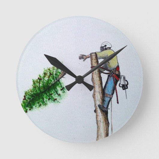 Tree Surgeon Arborist at work present Runde Wanduhr (Vorderseite)