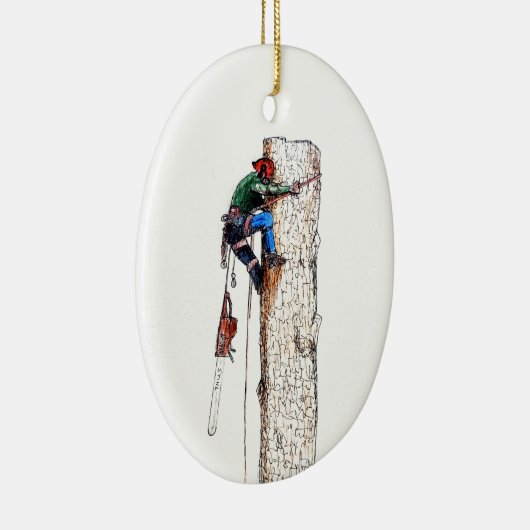 Tree Surgeon Arborist Chainsaw Keramik Ornament (Rechts)