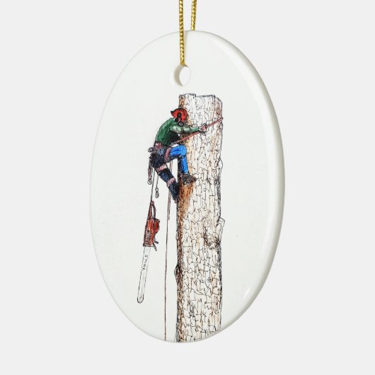 Tree Surgeon Arborist Chainsaw Keramik Ornament (Links)