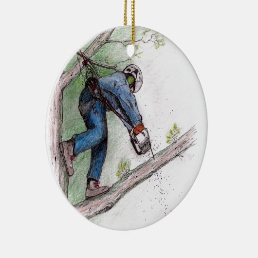 Tree Surgeon Arborist Chainsaw Keramik Ornament (Rechts)