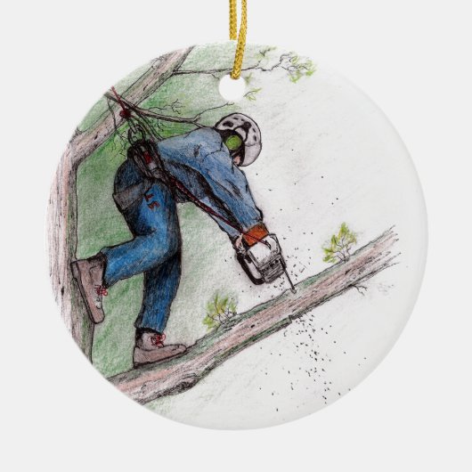 Tree Surgeon Arborist Chainsaw Keramik Ornament (Vorne)