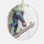 Tree Surgeon Arborist Chainsaw Keramik Ornament (Links)