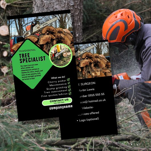 Tree Surgeon Business Card | Arborist & Tree Care  Visitenkarte