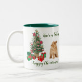Tree Tabby Cat Happy Christmas Zweifarbige Tasse (Links)