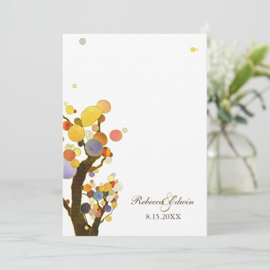 Tree Themed Wedding Celebration Einladung (Stehend Vorderseite)