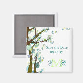 Tree Themed White Wedding Save the Date Magnet (Vorderseite/Rückseite)
