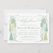 Tree Top Baby Duwer Gender Neutral Green Einladung (Vorderseite)