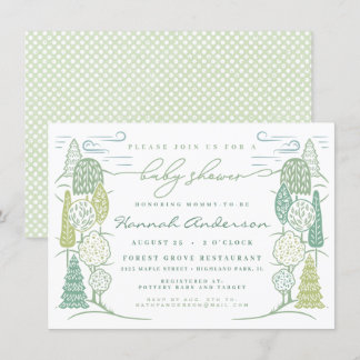 Tree Top Baby Duwer Gender Neutral Green Einladung
