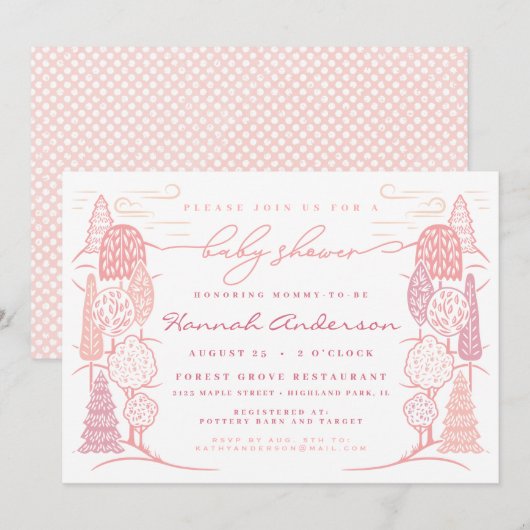 Tree Top Baby Shower Girl Einladung (Vorne/Hinten)