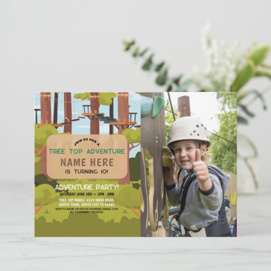 Tree Top Birthday Adventure Park Außenanlagen Einladung (Stehend Vorderseite)