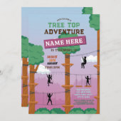 Tree Top Birthday Pink Girl Adventure Park Außenbe Einladung (Vorne/Hinten)