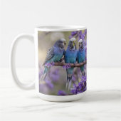 Tree Top Chatter: Blue Budgies in Jacaranda Tree, Kaffeetasse (Links)