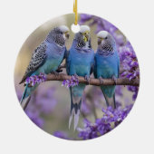 Tree Top Chatter: Blue Budgies in Jacaranda Tree, Keramik Ornament (Hinten)