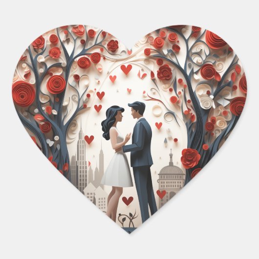 Tree Top Romance: Liebe Embrace Sticker (Vorderseite)