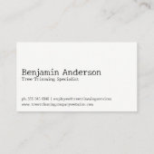 Tree Trimmer Specialist Visitenkarte (Rückseite)