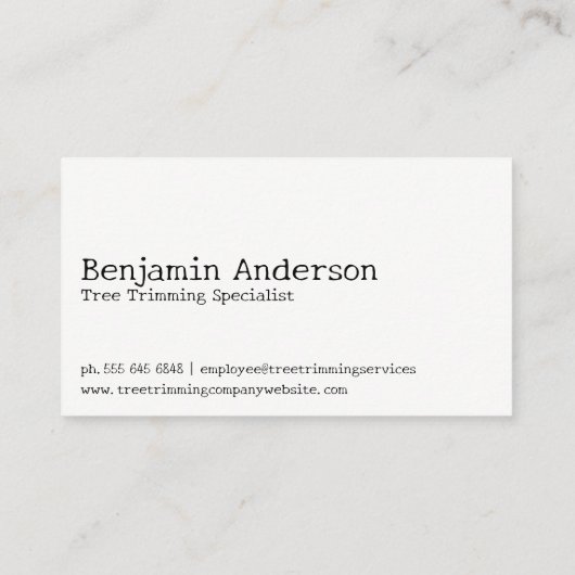 Tree Trimmer Specialist Visitenkarte (Rückseite)