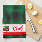 Tree Truck Koch Roter Grüner Urlaub Kariert Küche Geschirrtuch (Viertel Falte)