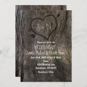 Tree Trunk + Carved Heart Wedding Einladungen (Vorne/Hinten)