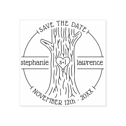 Tree Trunk Couples Initials Save the Date Hochzeit Gummistempel (Prägung)