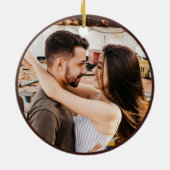 Tree Trunk Hand Carved Names Romantic Keepake Keramik Ornament (Hinten)