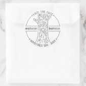 Tree Trunk Initials | Rustic Wedding Save The Date Runder Aufkleber (Tasche)